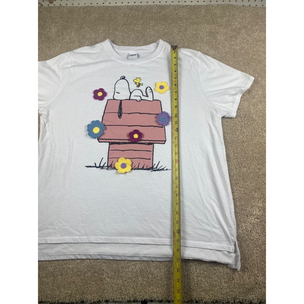 Peanuts Snoopy Woodstock Flower Doghouse Graphic T-Shirt White XXL PNSJFM8-3L58 - Picture 7 of 9